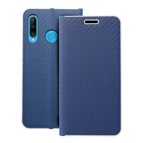 Kabura LUNA Book Carbon do HUAWEI P30 Lite niebieski
