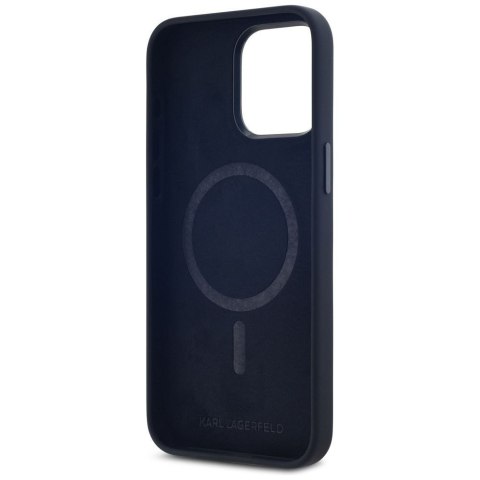 KARL LAGERFELD futerał do IPHONE 15 Pro kompatybilny z MagSafe KLHMP15LSCMKMPCK (Silicone Initial Metal Logo) czarny