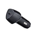 Ładowarka samochodowa Forcell F-Energy Carbon USB C QC3.0 PD 3A 20W + kabel USB C do USB C CC50-1C czarna