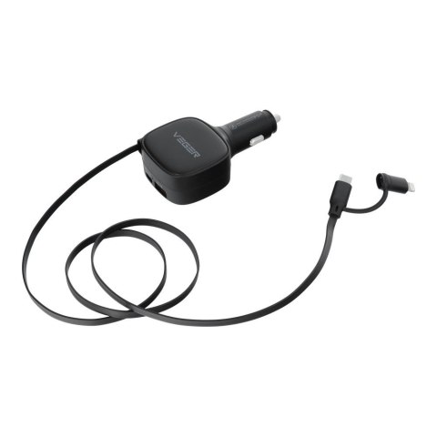 Ładowarka samochodowa VEGER USB C + kabel USB C / Lightning QC PD 84W CC89 czarna