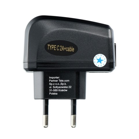 Ładowarka sieciowa do telefonu Blue Star Lite USB A 2A 10W + kabel USB A do USB C TFK-TC-1095B czarna