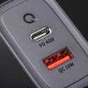 Ładowarka sieciowa do telefonu Forcell F-Energy GaN USB C + USB A QC4.0 PD 4A 45W VT-39 szara