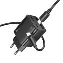 Ładowarka sieciowa do telefonu Hoco 2 x USB C + 2 x USB A QC3.0 PD 3A 30W + kabel USB C do Lightning N56 czarna