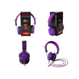 Słuchawki przewodowe nauszne Jack 3,5 mm Art AP-60C fioletowe