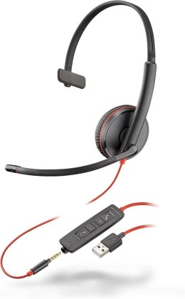 Słuchawki przewodowe nauszne Jack 3,5 mm / USB A Poly Blackwire C3215 czarne