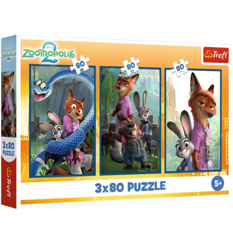 Puzzle - 3x80 - Zwierzakowe Śledztwo - Disney - Zwierzogród - Trefl 34897