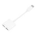 Adapter AUX 2w1 Typ C (męski) do Typ C (żeński) / Typ C (żeński) BOX biały [DAC]