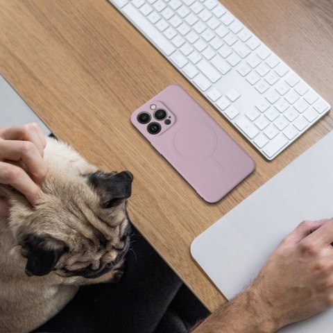 Futerał SILICONE MAG COVER (big hole) kompatybilny z MagSafe do IPHONE 17 różowy