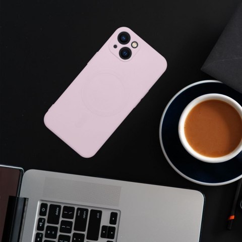 Futerał SILICONE MAG COVER kompatybilny z MagSafe do SAMSUNG A57 różowy