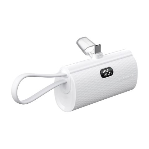 Powerbank Forcell F-Energy Power Plug F5K3 PD 20W 5000 mAh z wbudowanym złączem USB C biały