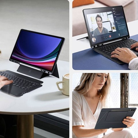 DUX DUCIS etui DK składane z podświetlaną klawiaturą bezprzewodową do SAMSUNG Tab S10 Plus/S9 Plus/S9 FE Plus czarne