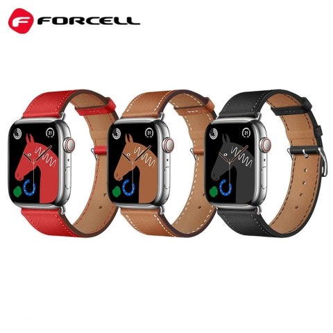Pasek do Apple Watch Forcell F-Design FA20 dziurki skóra ekologiczna 38 / 40 / 41 mm czerwony