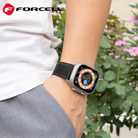 Pasek do Apple Watch Forcell F-Design FA20 dziurki skóra ekologiczna 42 / 44 / 45 / 49 mm brązowy