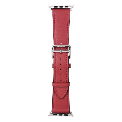 Pasek do Apple Watch Forcell F-Design FA20 dziurki skóra ekologiczna 42 / 44 / 45 / 49 mm czerwony