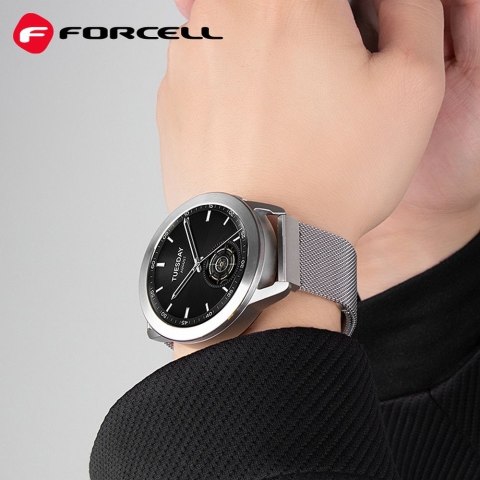Pasek do Samsung Galaxy Watch Forcell F-Design FS11 magnetyczny stal 22 mm srebrny
