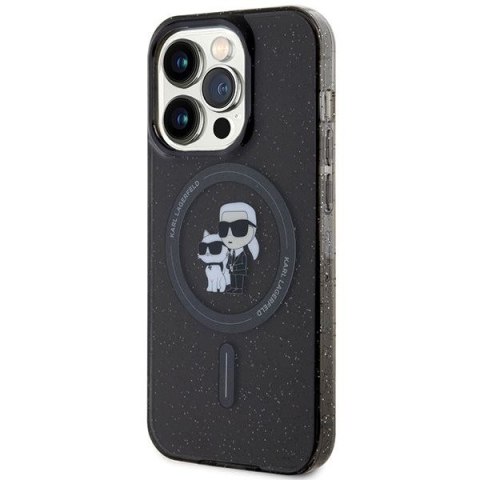 KARL LAGERFELD futerał do IPHONE 15 Pro KLHMP15LHGKCNOK (Glitter + MAG) czarny