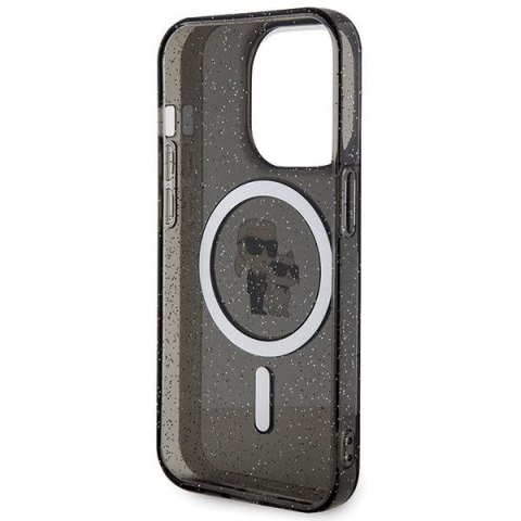 KARL LAGERFELD futerał do IPHONE 15 Pro KLHMP15LHGKCNOK (Glitter + MAG) czarny