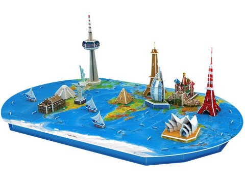 Puzzle 3D Przestrzenne Ziemia mapa świata sławne budowle ZA1581