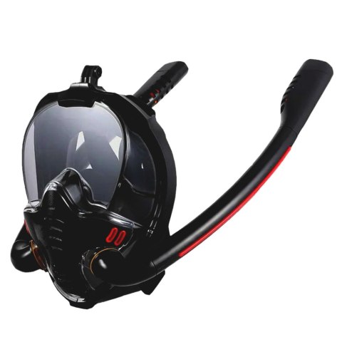 Maska Do Snorkelingu Nurkowania Pełnotwarzowa AntiFog DryTop Czarna L/XL