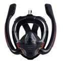 Maska Do Snorkelingu Nurkowania Pełnotwarzowa AntiFog DryTop Czarna L/XL