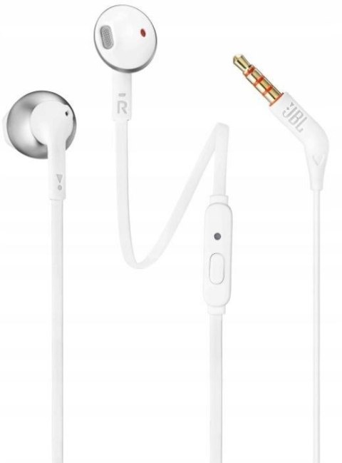 Słuchawki przewodowe douszne Jack 3,5 mm JBL T205 białe