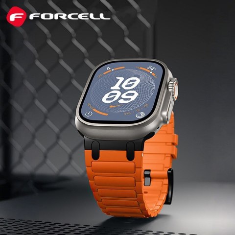 Pasek do Apple Watch Forcell F-Design FA06 dziurki silikon 42 / 44 / 45 / 49 mm pomarańczowy