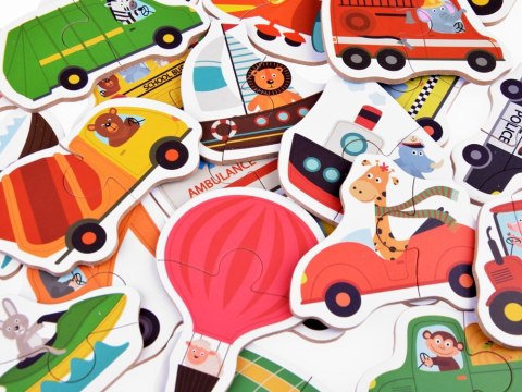Puzzle dla dzieci 23 elementy UKŁADANKA POJAZDY - połącz 2 ele ZA4750