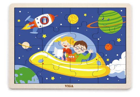 Viga Puzzle na podkładce 16 elementów - kosmos