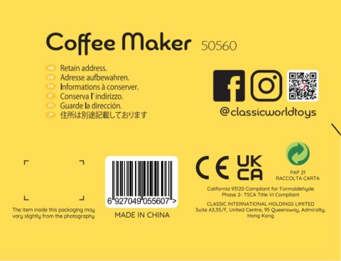 Classic World Drewniany Ekspres do Kawy dla Dzieci - Mały Barista