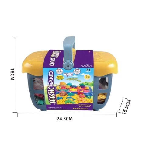 WOOPIE Piasek Kinetyczny 0,8 kg Zestaw w Koszyku z Foremkami + /