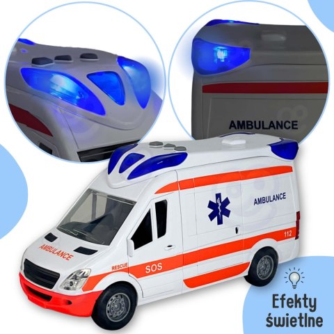 WOOPIE Pogotowie Karetka Ambulans Nosze w Zestawie + Sygnały Dźwiękowe I Świetlne