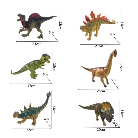 WOOPIE Zestaw Figurek Dinozaurów 6 Sztuk T-Rex