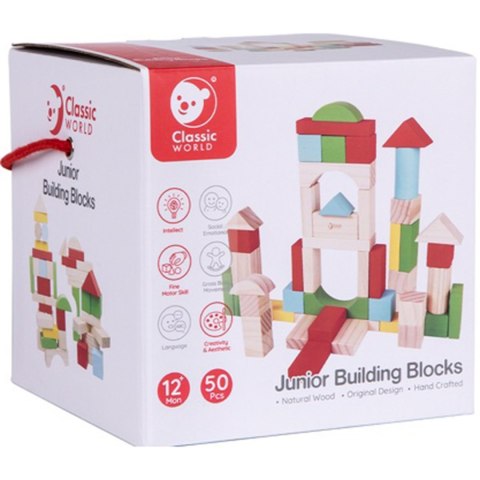 CLASSIC WORLD Klocki Drewniane Układanka Edukacyjna 50 el.