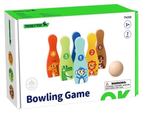 TOOKY TOY Drewniane Kręgle dla Dzieci 7 el + Piłka Certyfikat FSC