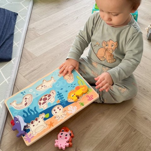TOOKY TOY Drewniane Puzzle Montessori Świat Morza Rybki Żółwik Kształty
