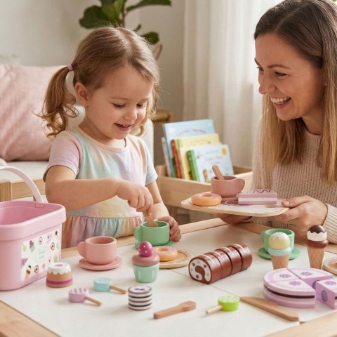 TOOKY TOY Sweet Cake Drewniany Zestaw Słodkości w Pudełku Cukiernia Lodziarnia