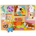 TOOKY TOY Drewniane Puzzle Montessori Zwierzątka Dom Dopasuj Kształty