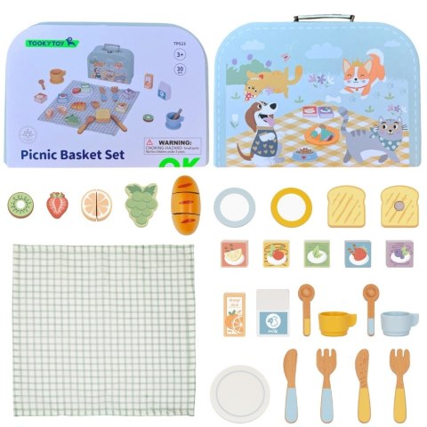 TOOKY TOY Zestaw Piknikowy Jedzenie Do Krojenia Na Rzepy Zestaw Śniadaniowy