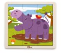 Viga Puzzle na podkładce 9 elementów - hipopotam