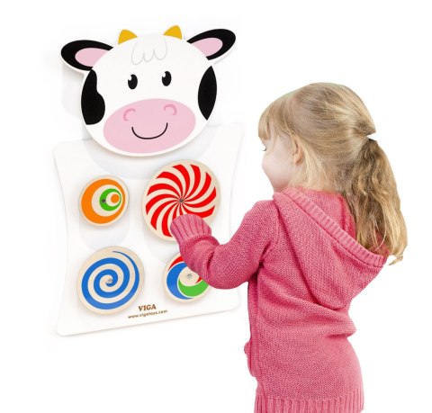 VIGA Drewniana Tablica Manipulacyjna Krówka Certyfikat FSC Montessori
