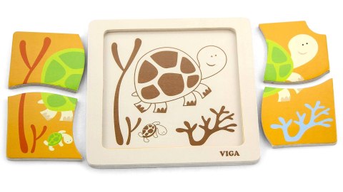 VIGA Puzzle drewniane 12 plansz po 4 puzzle w stojaku