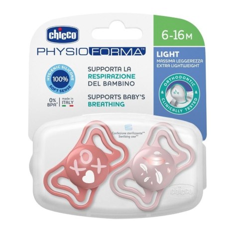 Smoczek uspokajający PhysioForma Light róż 6-16m
