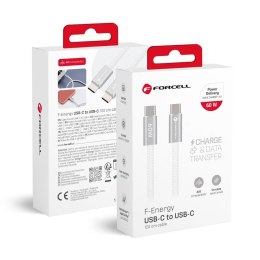 Kabel USB C do USB C Forcell F-Energy QC4.0 PD 3A 60W Cafule Flat 1,2 m CCFN23 biały