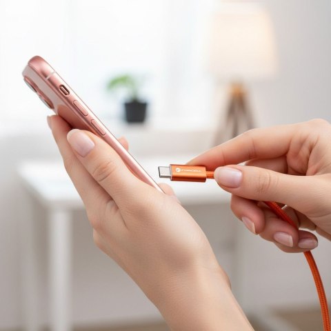 Kabel USB C do USB C Forcell F-Energy QC4.0 PD 5A 100W Cafule Color 1,2 m ACYH23 pomarańczowy