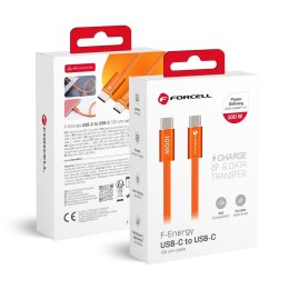 Kabel USB C do USB C Forcell F-Energy QC4.0 PD 5A 100W Cafule Flat 1,2 m CCFN23 pomarańczowy