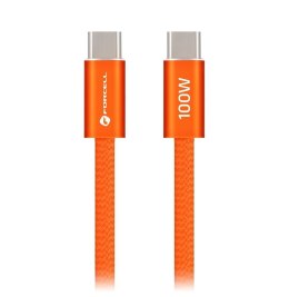Kabel USB C do USB C Forcell F-Energy QC4.0 PD 5A 100W Cafule Flat 1,2 m CCFN23 pomarańczowy