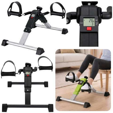 Mini Rowerek Treningowy Rotor Rehabilitacyjny 2w1 Z Licznikiem LCD Czarny