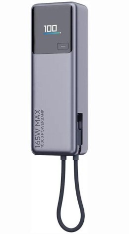 Powerbank Xiaomi 10000 mAh QC PD 165W z wbudowanym kablem USB C PB1165MI z wyświetlaczem LED szary