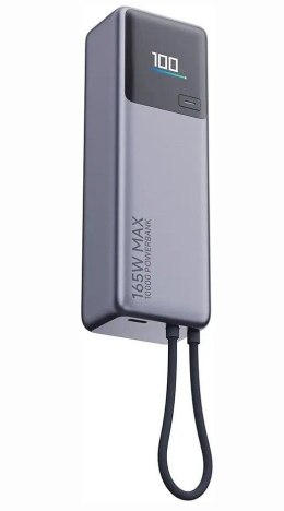 Powerbank Xiaomi 10000 mAh QC PD 165W z wbudowanym kablem USB C PB1165MI z wyświetlaczem LED szary