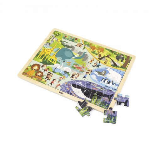 Viga Puzzle na podkładce 48 el. - poznajemy zoo